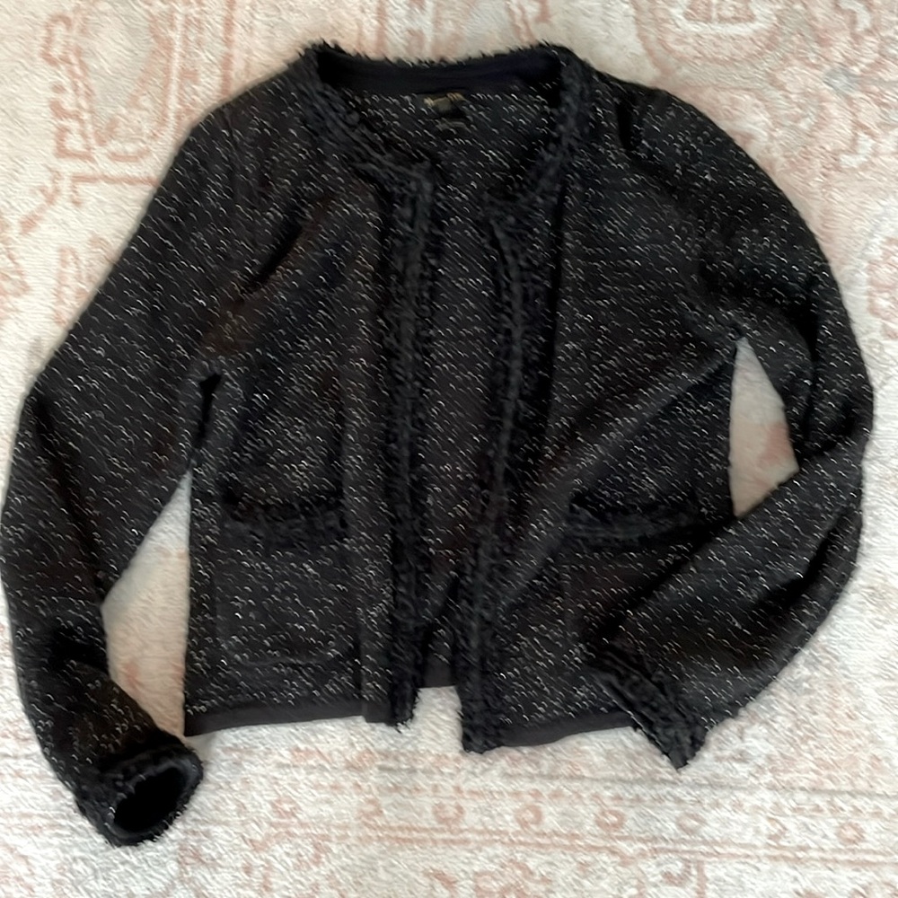 Massimo Dutti tweed cardigan jacket with metallic thread